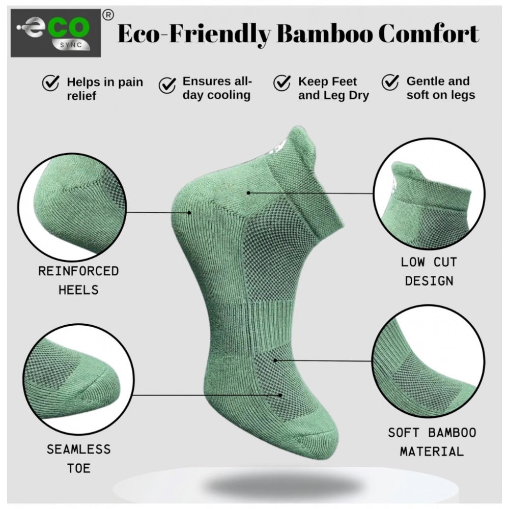 Multicolor unisex casual cotton printed ankle socks: light peach, black, olive (varies slightly from image)