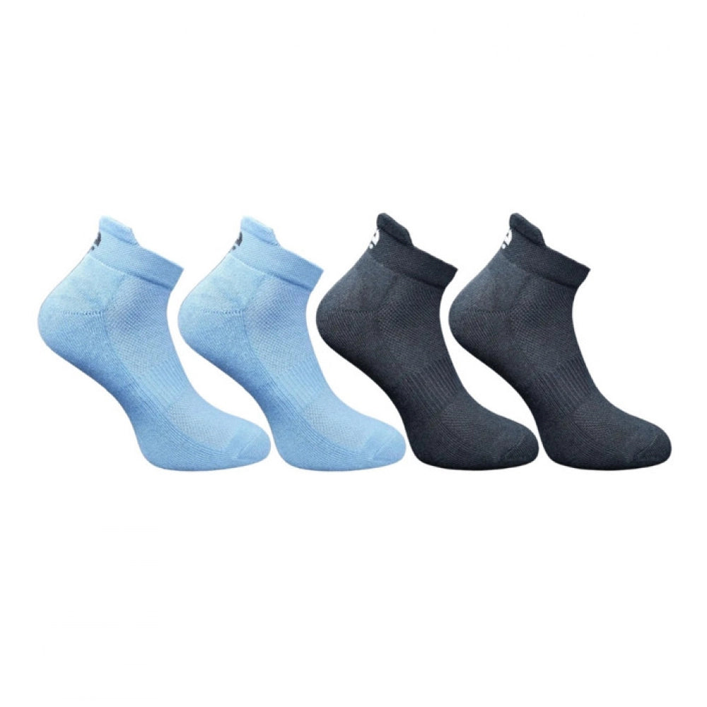 Multicolor unisex casual cotton printed ankle socks: Sky blue, black