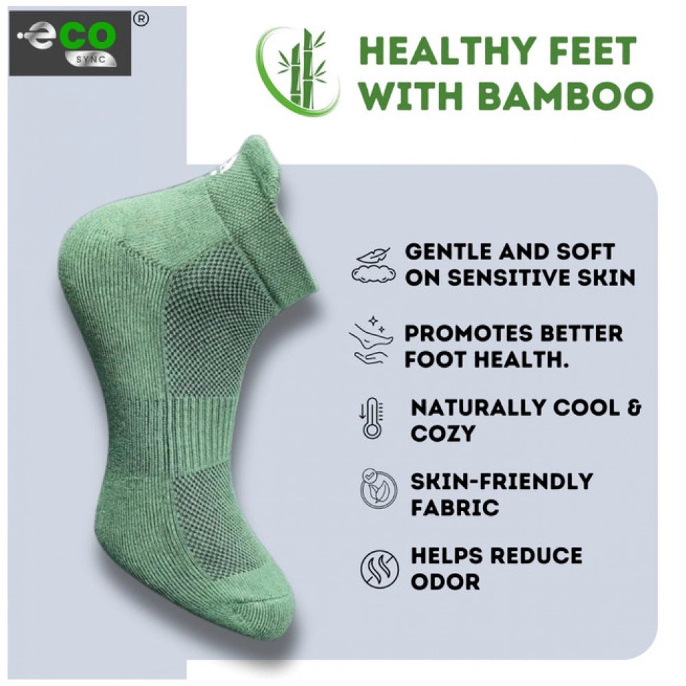 Multicolor unisex casual cotton printed ankle length socks - grey, olive