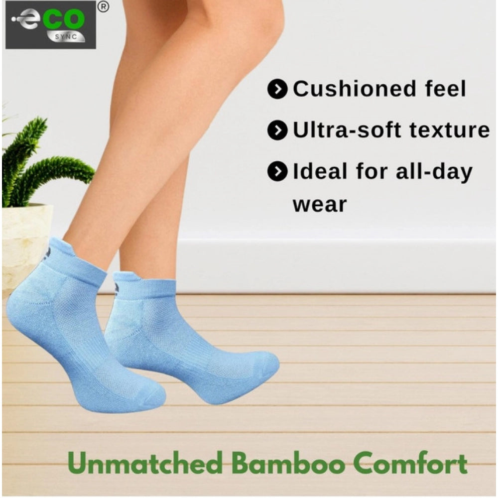 Multicolor unisex casual cotton printed ankle socks - black, olive, olive, sky blue