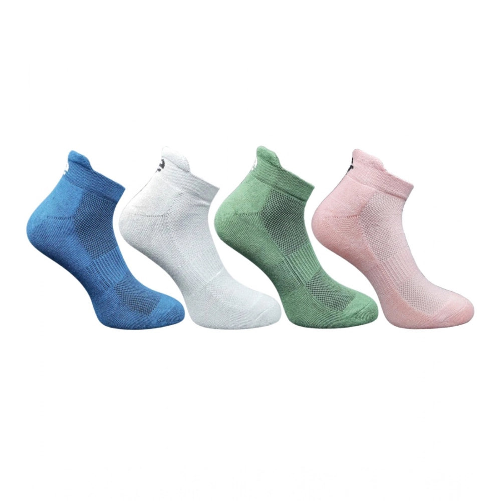 Multicolor unisex casual cotton ankle socks: navy blue, light grey, olive, light peach