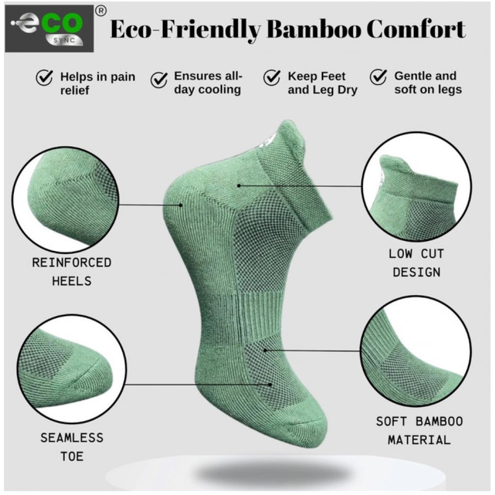 Multicolor unisex casual cotton ankle socks: Navy blue, light grey, olive, light peach on foot