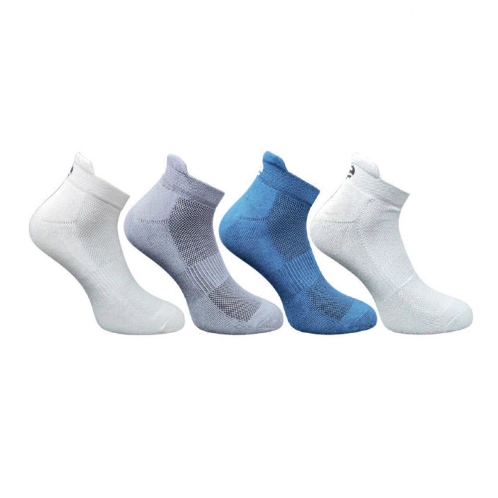 Multicolor unisex casual ankle-length cotton socks: Off white, dark grey, navy blue, light grey patterns