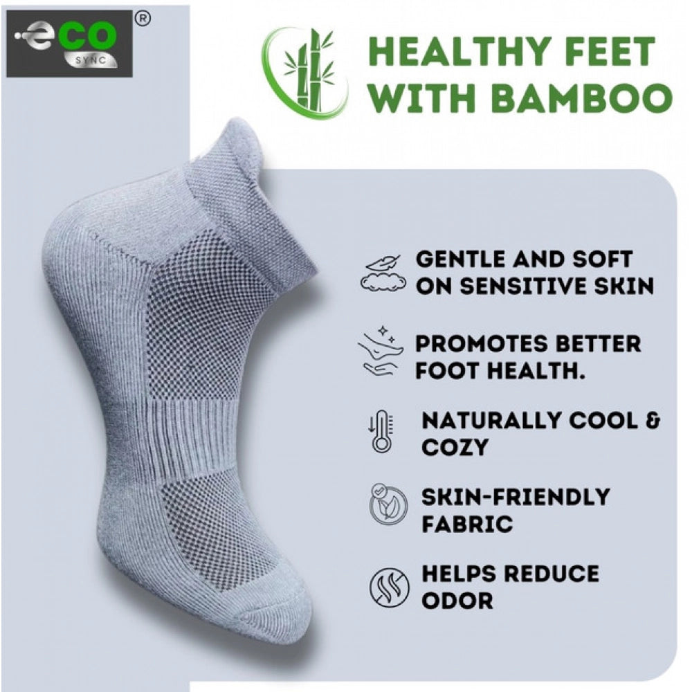 Multicolor unisex casual ankle-length cotton socks with off white, dark grey, navy blue, light grey print