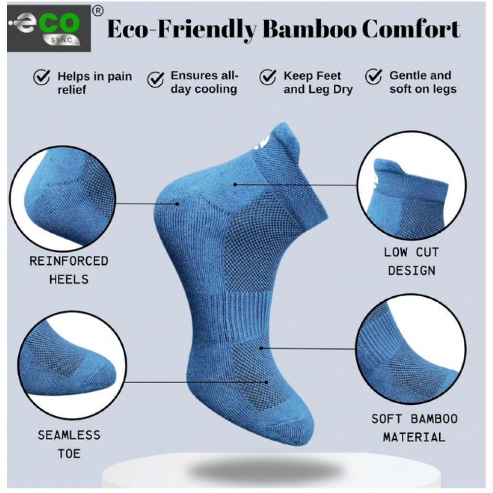 Multicolor unisex casual cotton ankle length socks with printed design - off white, dark grey, navy blue, light grey