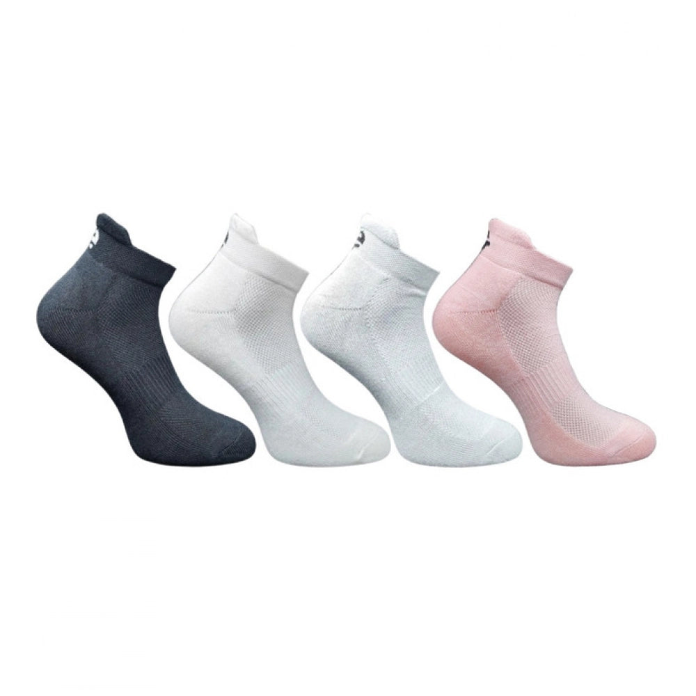 Multicolor unisex casual cotton ankle socks with printed design - black, off white, light grey, light peach for diverse styles