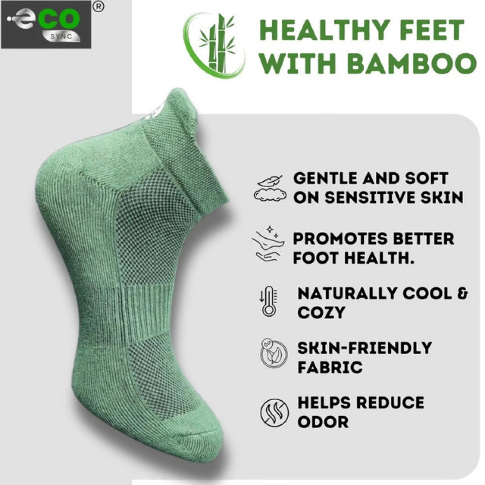 Multicolor unisex casual cotton printed ankle length socks (olive, olive, off white, olive) - vibrant design for everyday wear