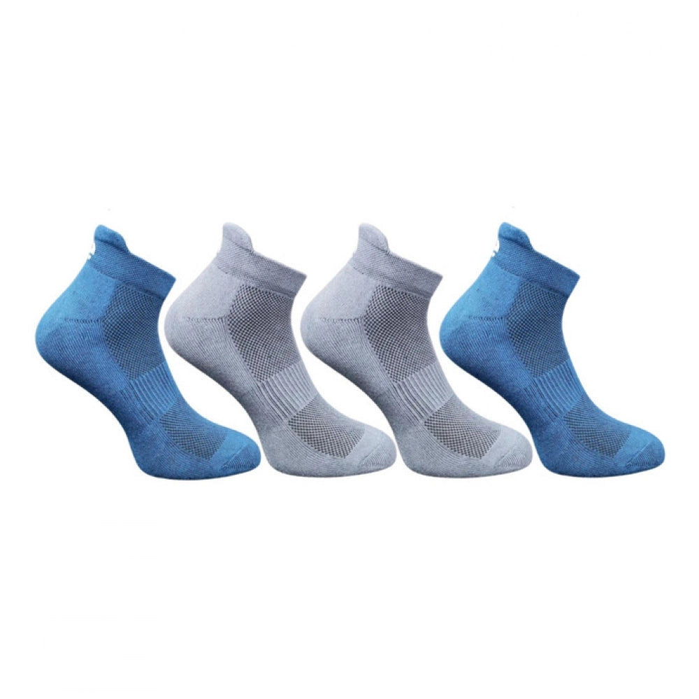 Multicolor unisex casual cotton printed ankle length socks - navy blue, dark grey pairing (varies slightly)