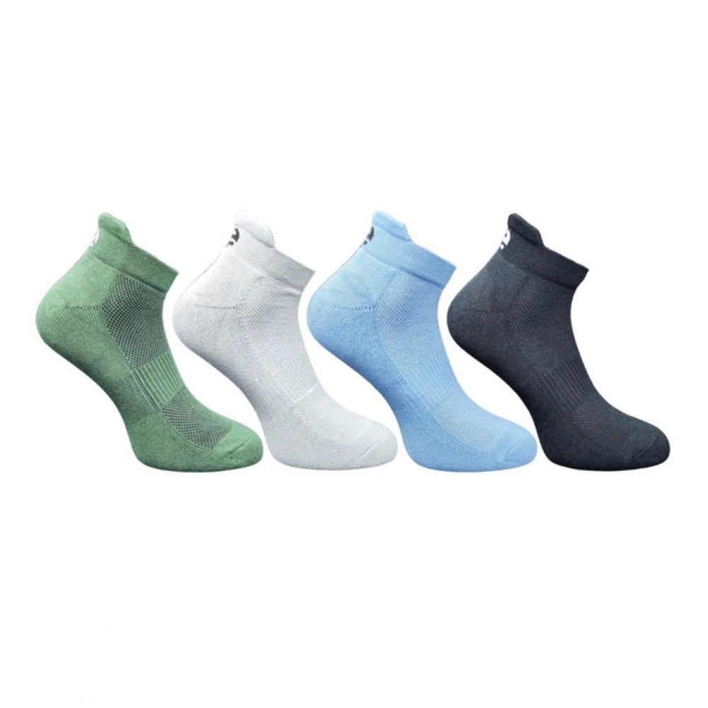 Multicolor unisex casual cotton printed ankle-length socks: olive, light grey, sky blue, black