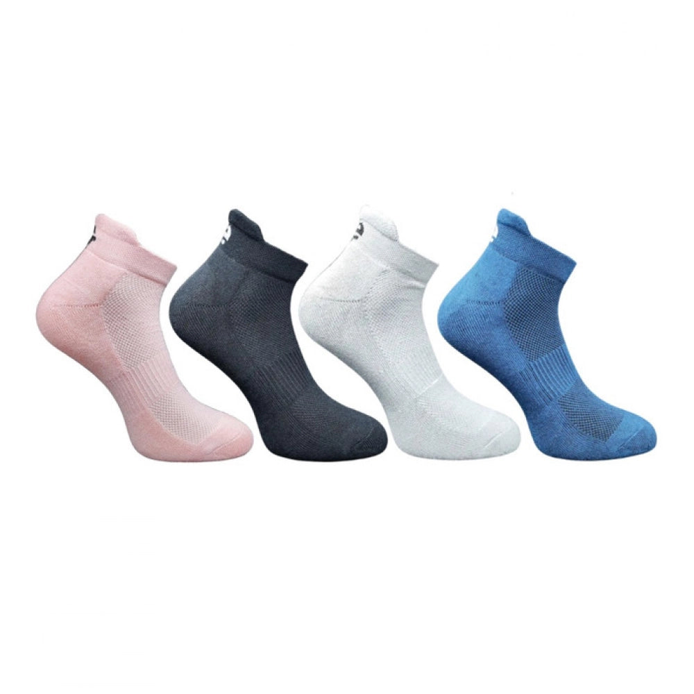 Multicolor unisex casual cotton ankle socks: light peach, black, light grey, navy blue - printed pattern for comfortable everyday wear