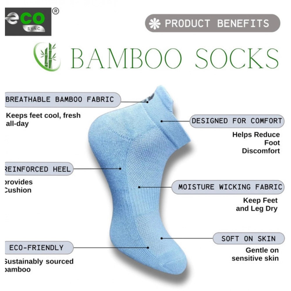 Multicolor unisex cotton ankle socks: Sky blue, navy blue, off white - casual printed design