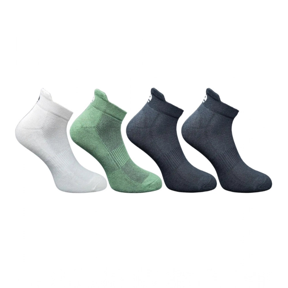 Multicolor unisex casual cotton ankle socks, off white, olive, black print design for everyday wear