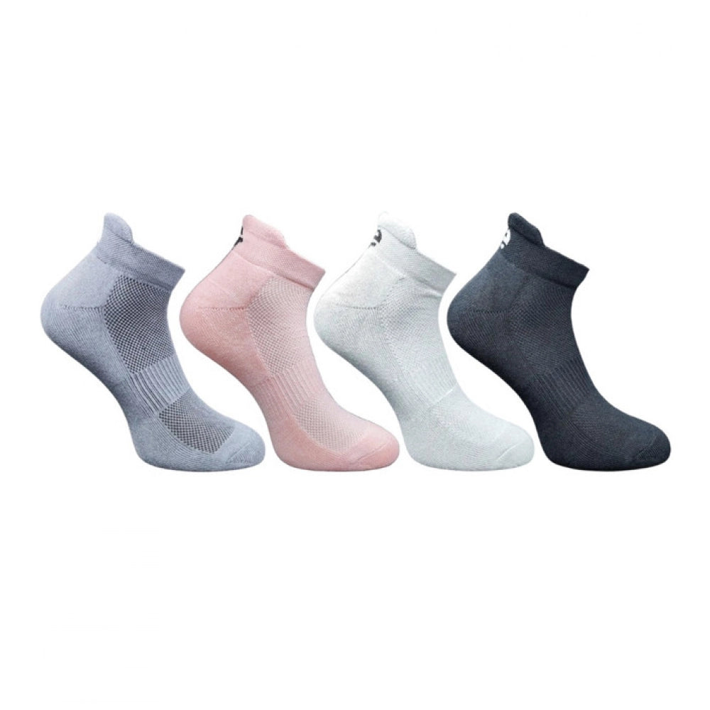 Multicolor unisex casual cotton ankle-length socks with dark grey, light peach, light grey, black pattern