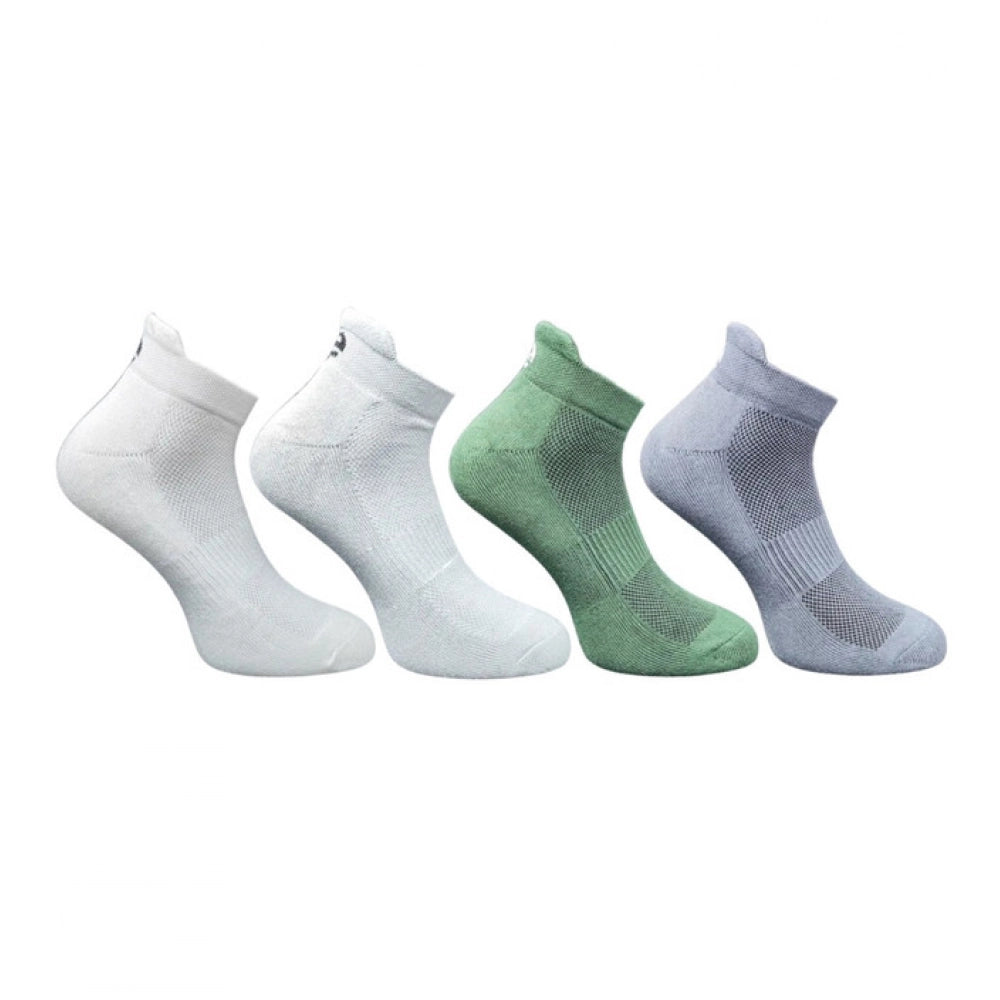 Multicolor unisex casual cotton ankle socks: Off white, light grey, olive, dark grey (varies with light)