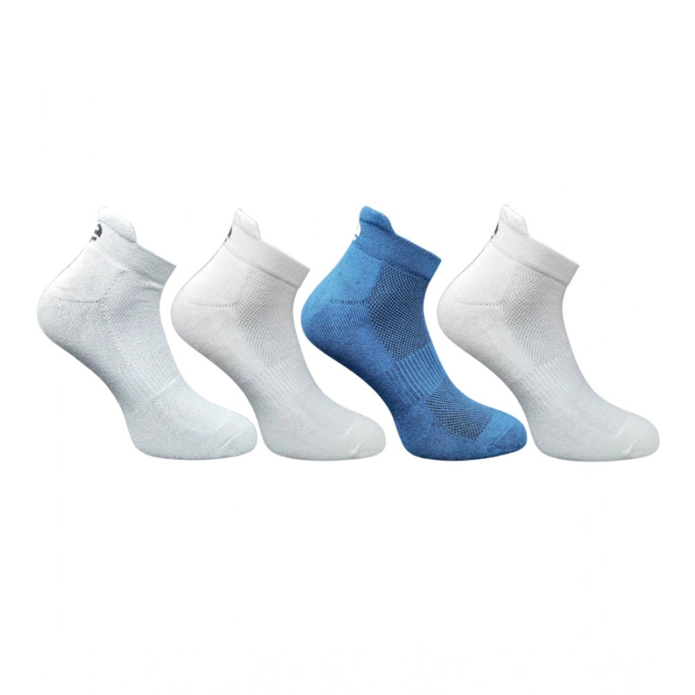 Multicolor unisex casual cotton printed ankle socks: Light grey, off white, navy blue, off white