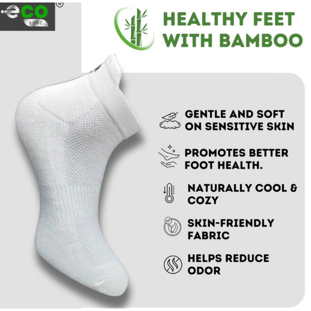 Multicolor unisex casual cotton printed ankle length socks - Light grey, off white, navy blue set