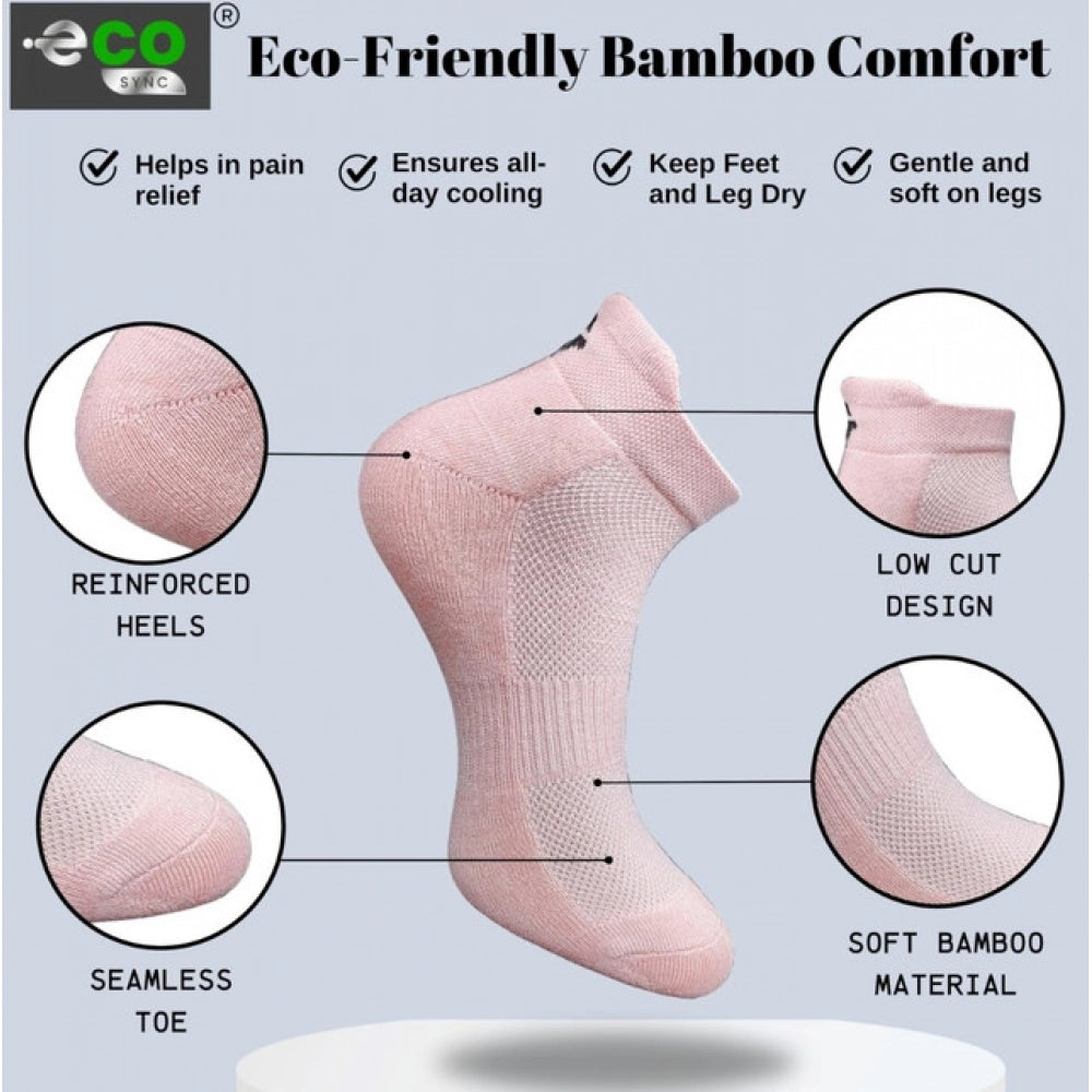 Multicolor unisex casual cotton printed ankle length socks: olive, sky blue, light peach (actual colors may vary)