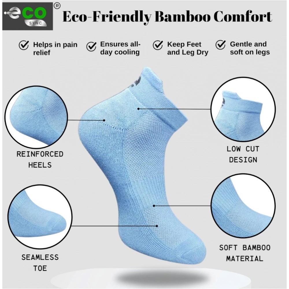 Multicolor unisex casual cotton printed ankle socks - off white, dark grey, sky blue, black