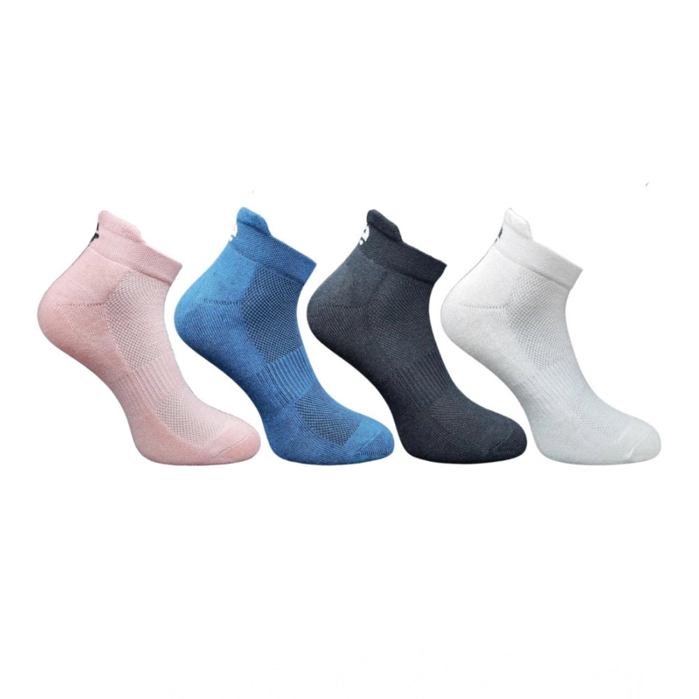 Multicolor unisex casual cotton ankle socks: Light peach, navy blue, black, off white - perfect for everyday wear