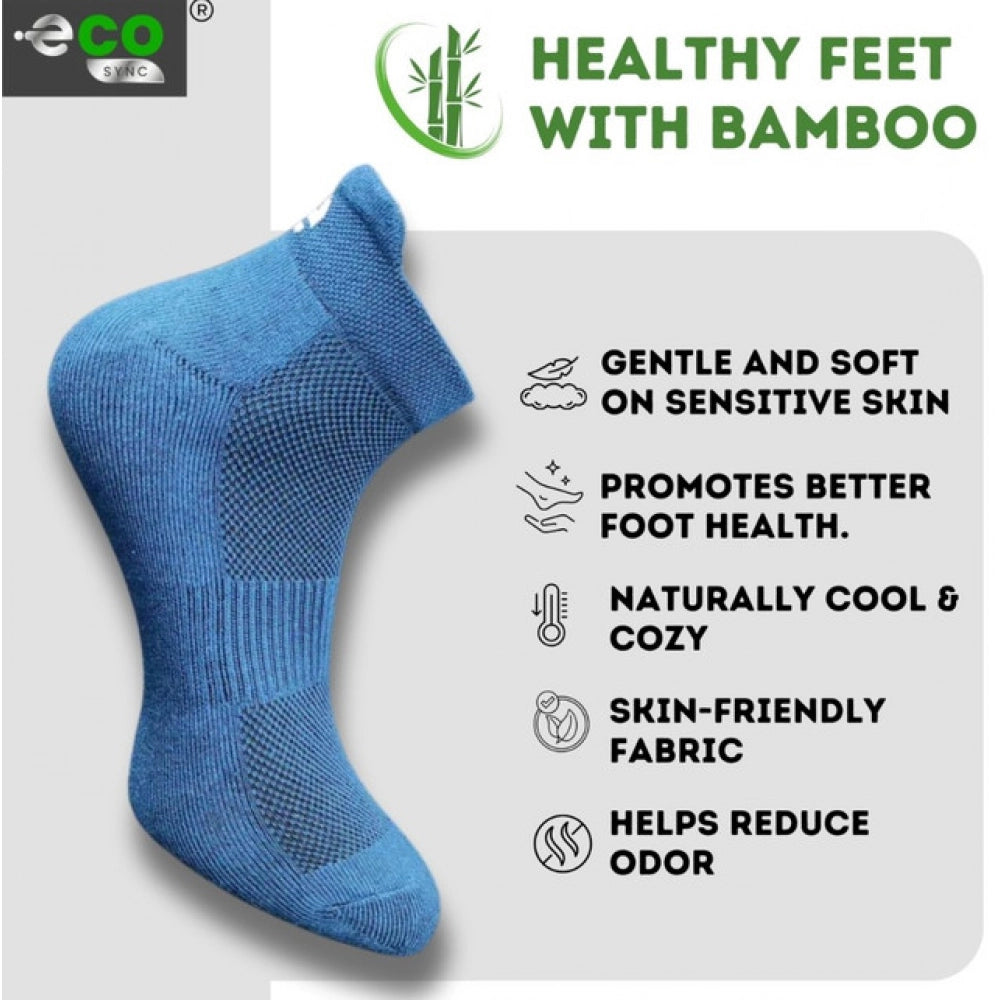 Multicolor unisex cotton ankle length printed socks - black, navy blue, sky blue pair set for casual wear
