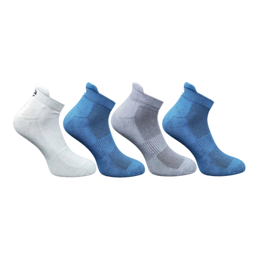 Multicolor unisex cotton printed ankle socks: Light grey, navy blue set