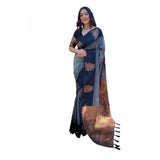 Grey printed soft lichi silk saree with unstitched blouse, luxurious Indian women's fashion accessory