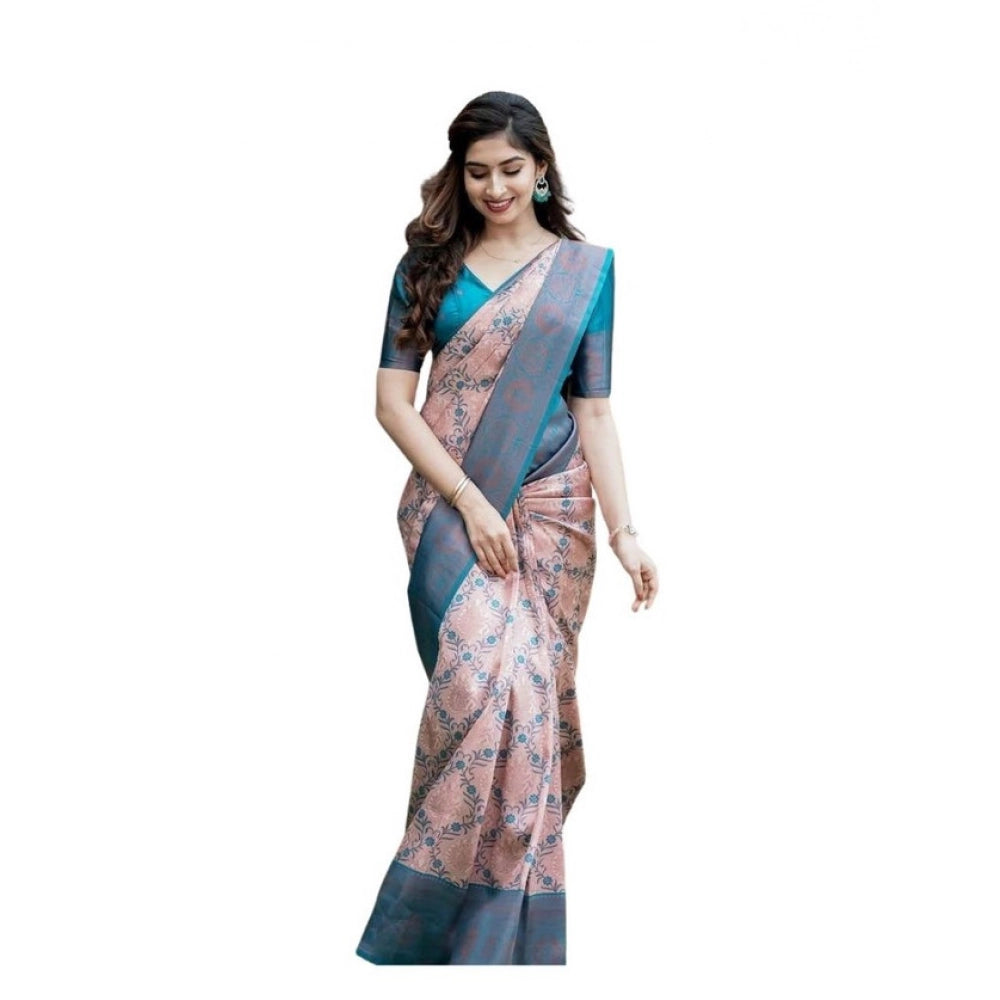 Multicolor soft lichi silk printed saree with unstitched blouse, vibrant Indian fashion accessory