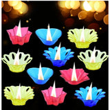 Pack Of 2_Floral Diya Set – Multi-Color Tea Light Holders Set of 12 (Color: Assorted )