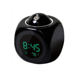 Time Display with Voice Projection And Wake-Up Alarm Clock (Color: Black)