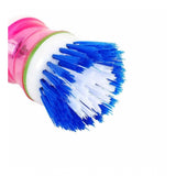 Pack of 4_Plastic Wash Basin Brush Cleaner with Soap Dispenser – (Color: Assorted)