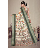Women's Cotton Silk  Printed Saree With Unstitched Blouse 5.5Mtr (Green)