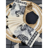 Cream & black linen cotton printed saree with unstitched blouse (5.5Mtr), traditional Indian fashion accessory
