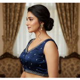 Navy Zimmi Choo sequin work v-neck padded blouse (self alterable 36-40), woman's evening wear on mannequin