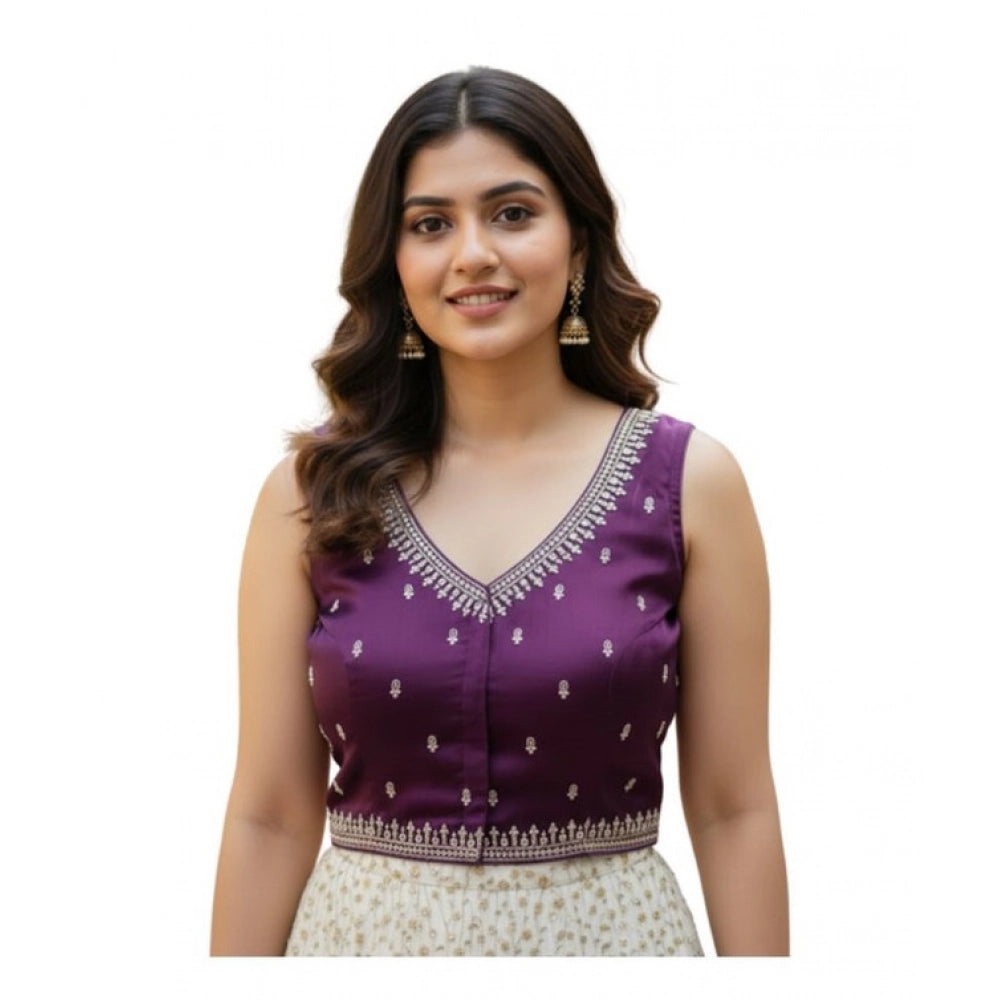 Purple Zimmi Choo sequin work V-neck padded blouse (self-alterable 36-40)