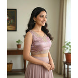 Women's Zimmi Choo Embroidered V-Neck Padded Blouse (Lavender 38 Ready (Self Alterable 36–40)