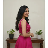 Pink Zimmi Choo embroidered V-neck padded blouse (self-alterable 36-40) on hanger