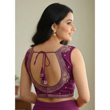 Purple embroidered Zimmi Choo padded blouse for women (self-alterable 36-40)