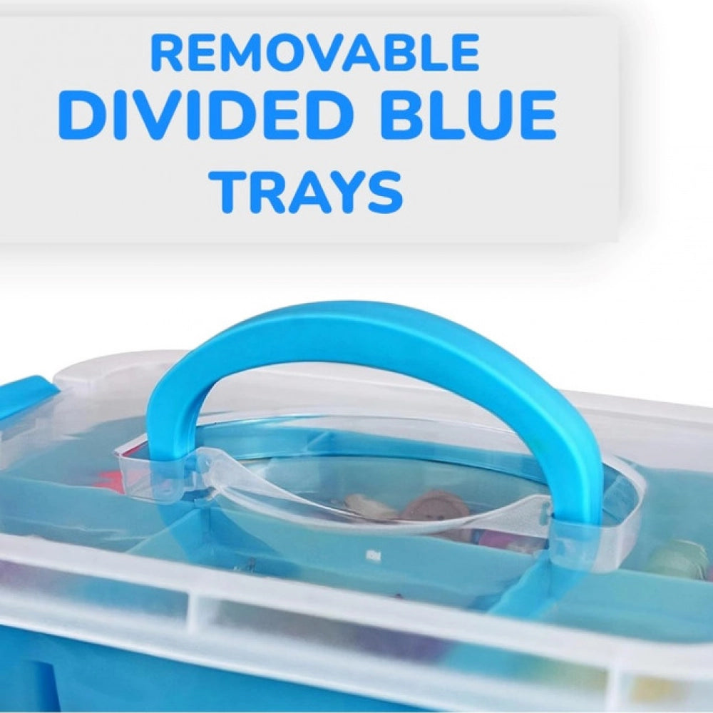 Multicolor plastic storage container with four detachable layers for efficient organization, ideal for home or office use