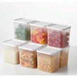 Multicolor plastic food storage box set for kitchen, stackable design saves space and keeps clutter-free