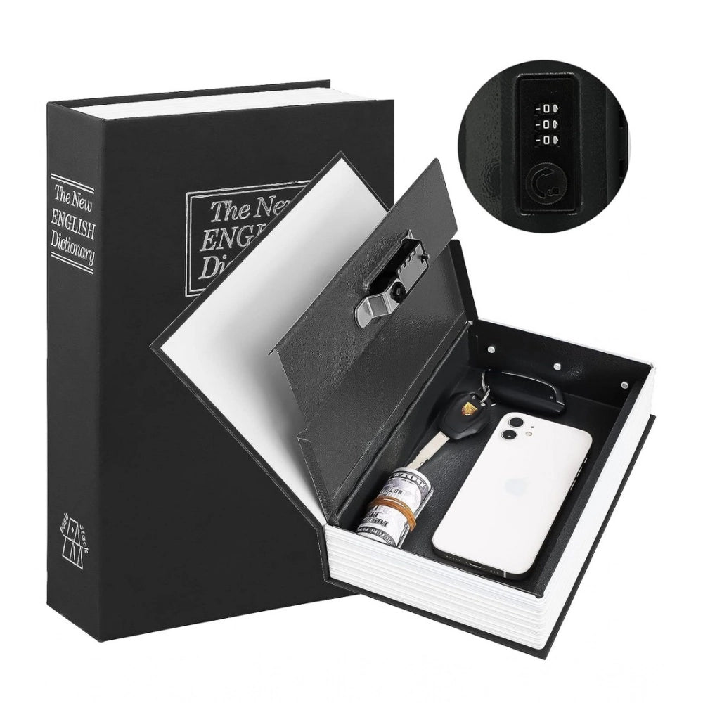 Black hardcarbon tabletop locker book safe with number lock