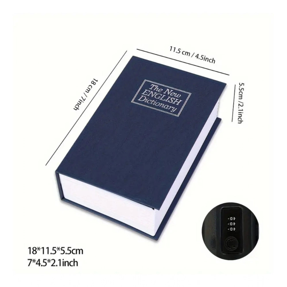 Blue hardcarbon tabletop locker book safe with number lock, discreet secret storage for valuables