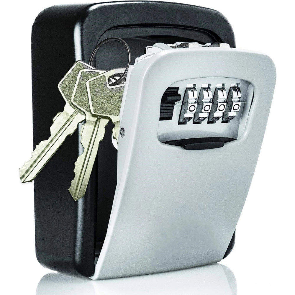 Grey-Black ABS plastic wall-mounted key lock box, combination lock secure storage