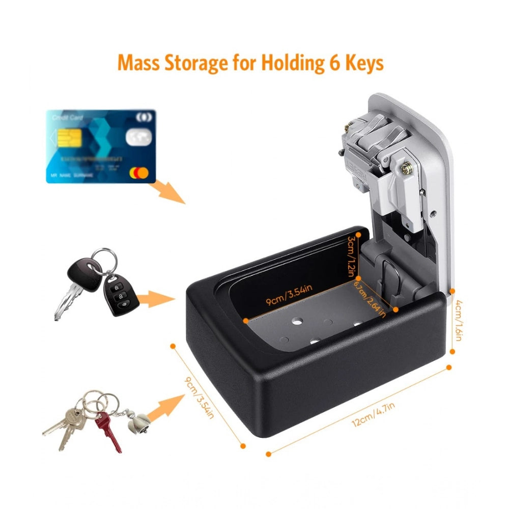 Grey-Black ABS Plastic wall-mounted key lock box with combination lock, ideal for home or office storage