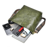 Green PU leather zipper handbag for women, medium size