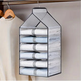 White ABS plastic hanging organizer with 6 shelves for closet storage