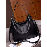 Black PU leather zipper handbag for women, medium size