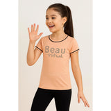 Girl's cotton printed round neck t-shirt (Sandal Beach), casual wear for summer fashion