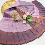 Soft silk printed lavender saree with unstitched blouse, 3D embossed pattern, 5.5mtr length
