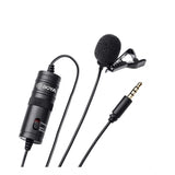 Plastic BOYA BY-M1 Lavalier Condenser Microphone with 20ft audio cable - Professional-level microphone for clear, crisp video/audio recording, reduces wind noise & plosive sounds