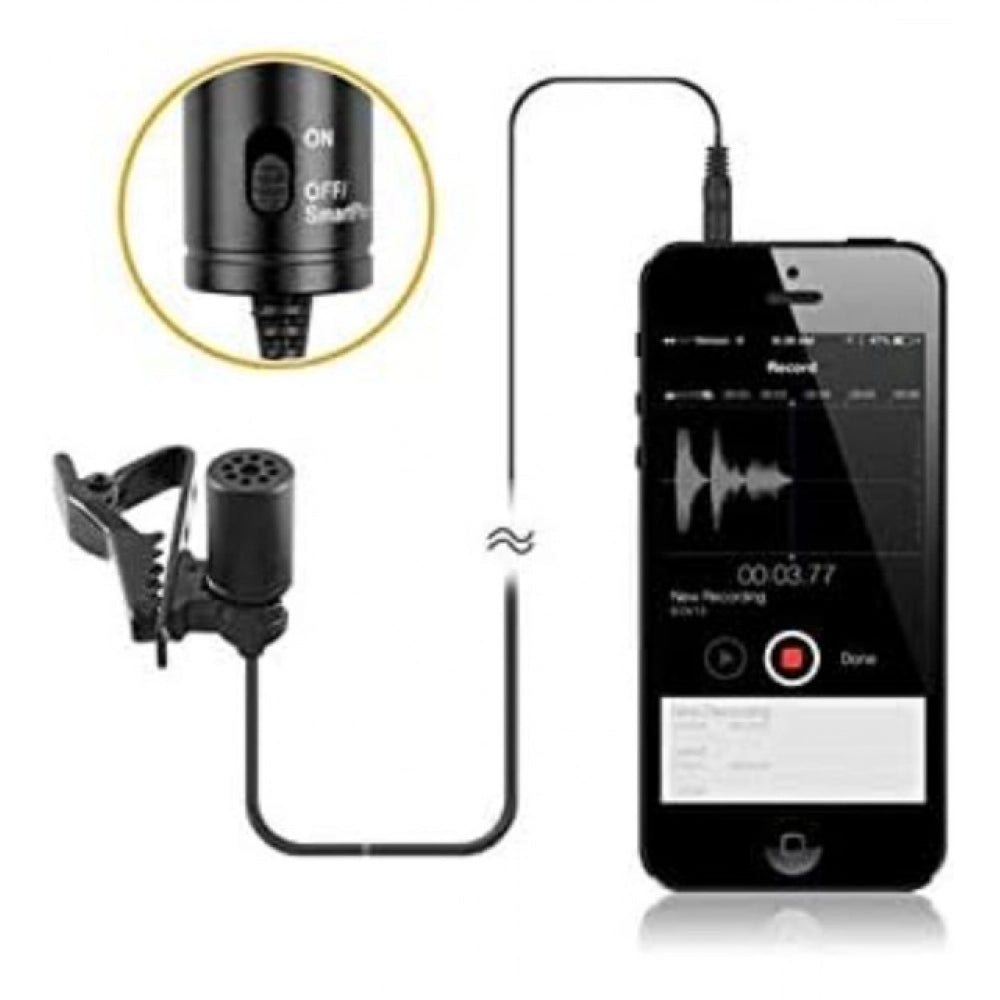 Plastic BOYA BY-M1 Lavalier Condenser Microphone with 20ft Audio Cable - Professional-grade audio accessory for video, interview, presentation use. Reduces wind noise, breath sounds, plosives